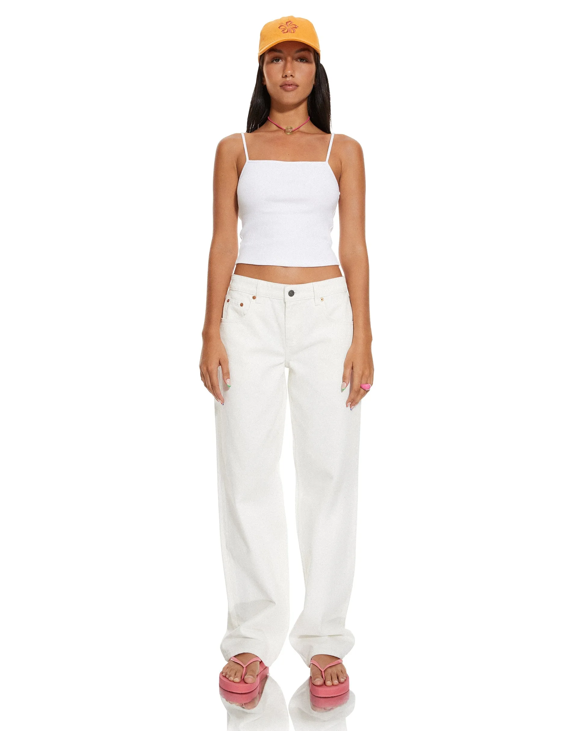 MOTEL X BARBARA Yoon Ribbed Crop Top in White sold by Motel Rocks product image thumbnail 3
