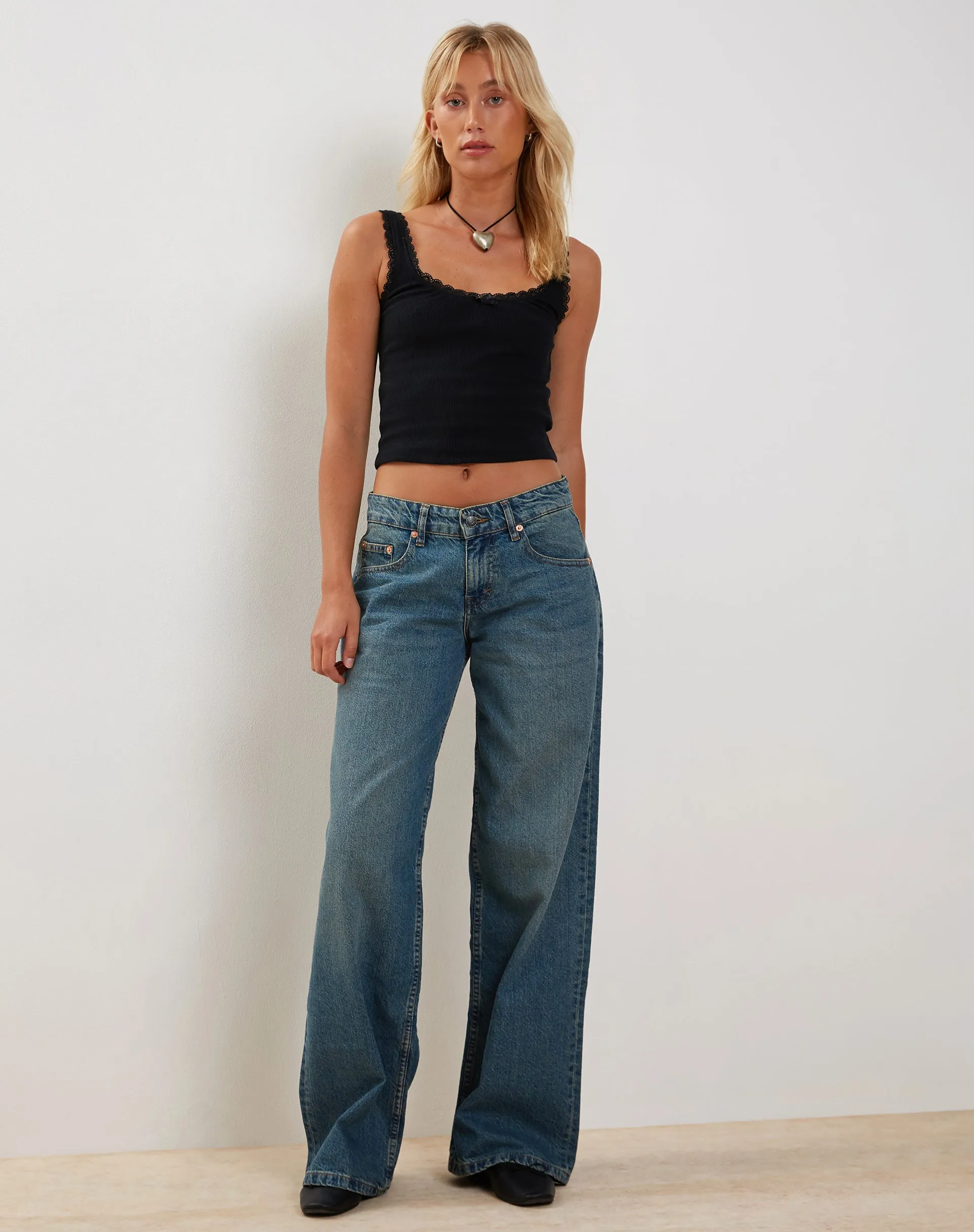 Carillo Lace Trim Vest Top in Black sold by Motel Rocks product image thumbnail 3