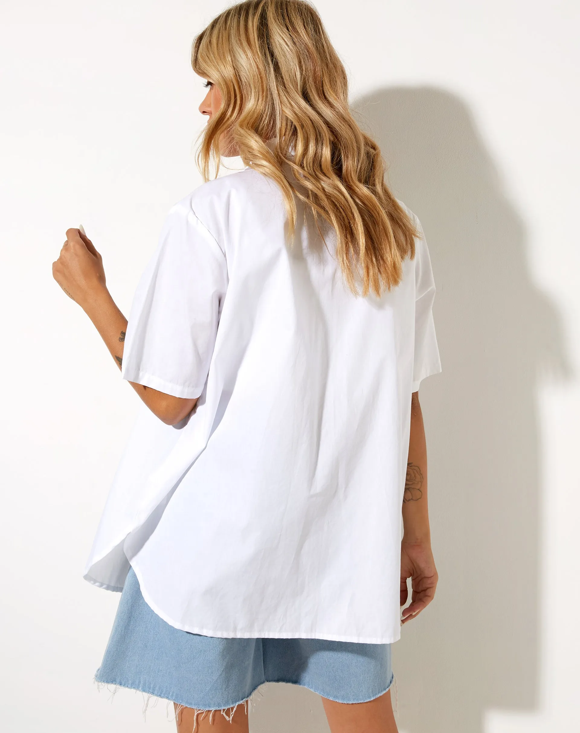 Smith Short Sleeve Shirt in Poplin White sold by Motel Rocks product image thumbnail 2
