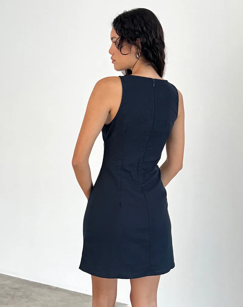 Sveta Sleeveless Mini Dress in Linen Tapshoe Black sold by Motel Rocks product image thumbnail 5