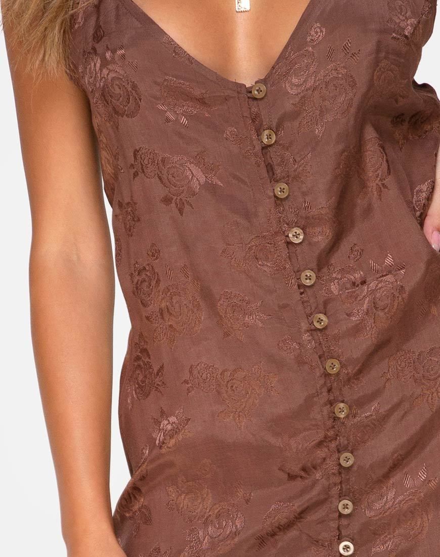 Senia Dress in Satin Rose Chocolate sold by Motel Rocks product image thumbnail 5