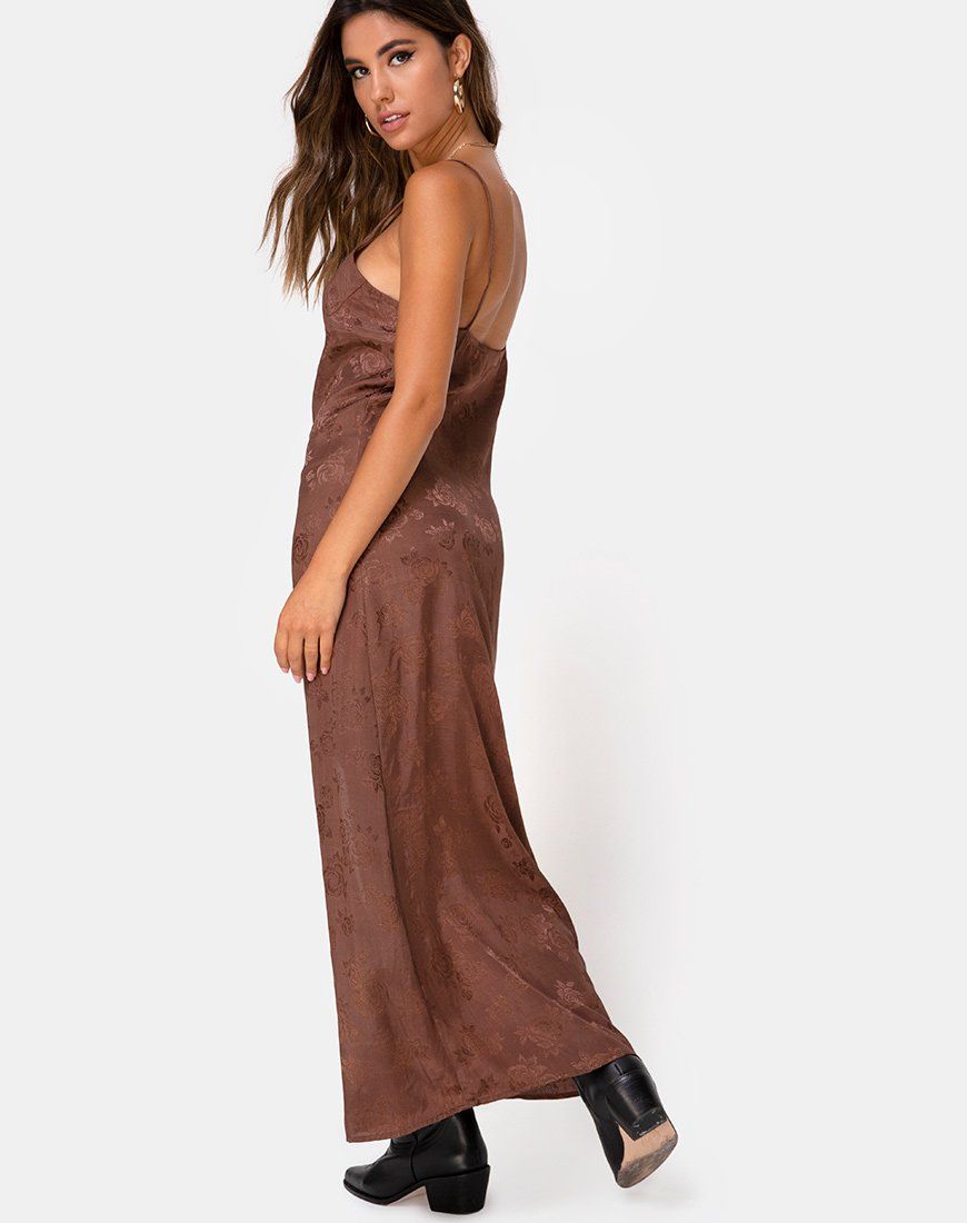 Senia Dress in Satin Rose Chocolate sold by Motel Rocks product image thumbnail 2