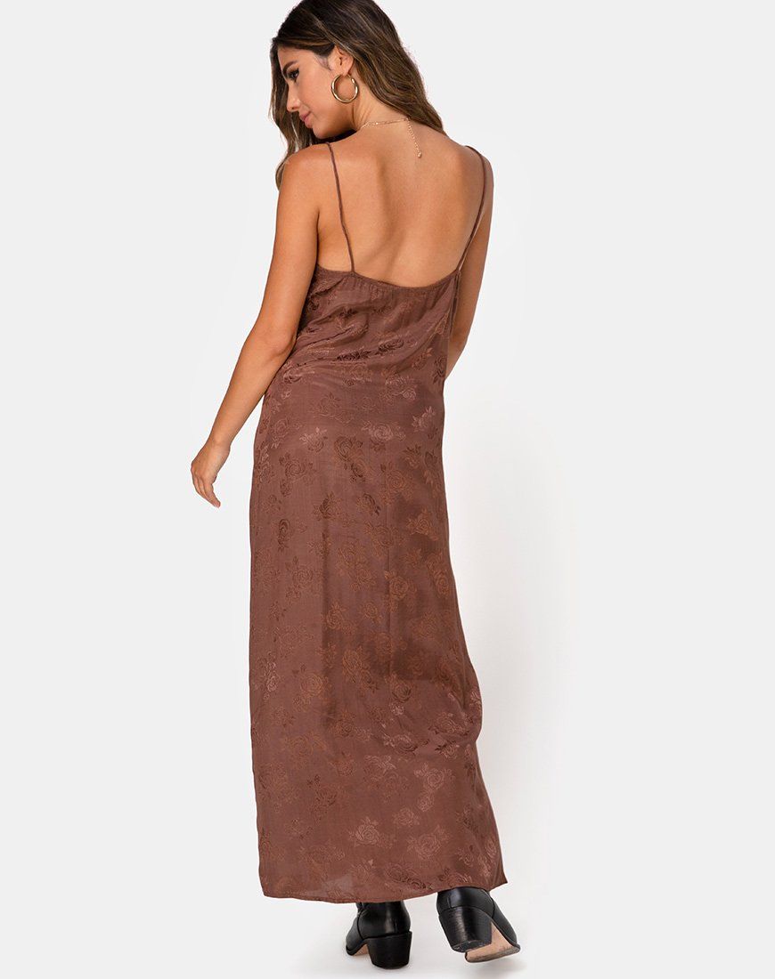 Senia Dress in Satin Rose Chocolate sold by Motel Rocks product image thumbnail 4