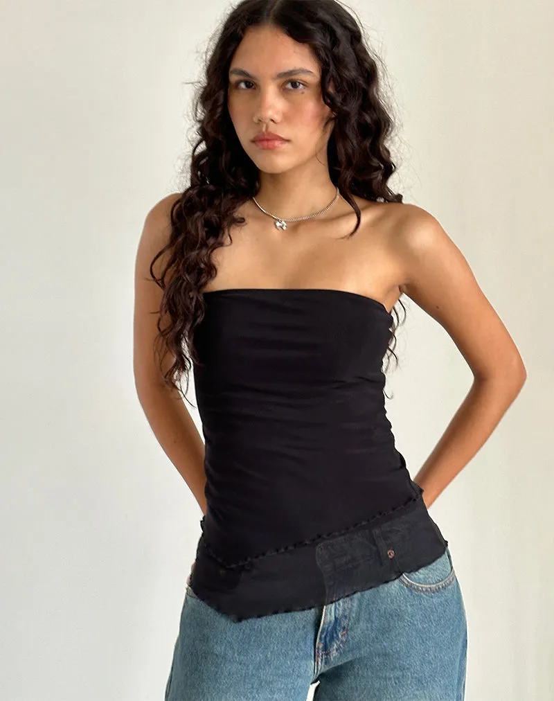 Marissa Longline Asymmetrical Tube Top in Black sold by Motel Rocks