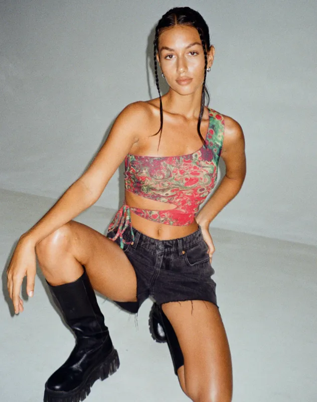 Romla Cutout Top in Festival Print sold by Motel Rocks