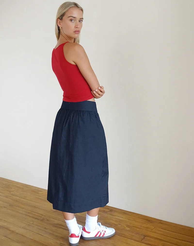 Seraya Midi Skirt in Denim Chambray Indigo sold by Motel Rocks product image thumbnail 3