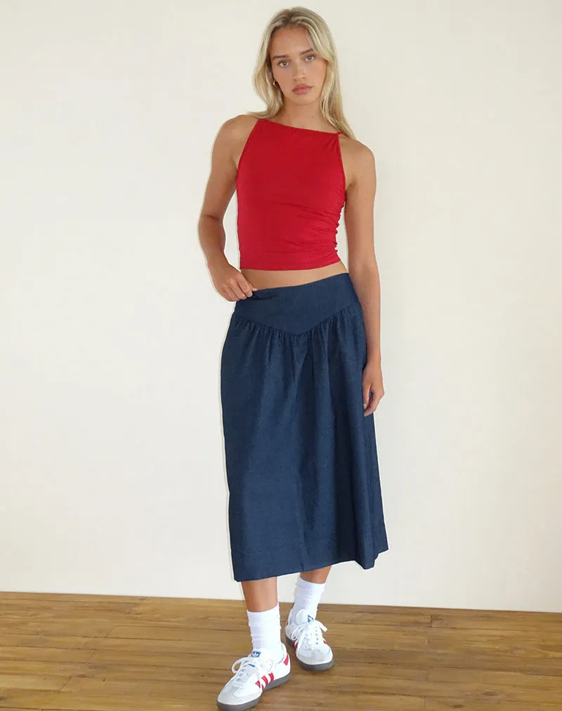 Seraya Midi Skirt in Denim Chambray Indigo sold by Motel Rocks product image thumbnail 2