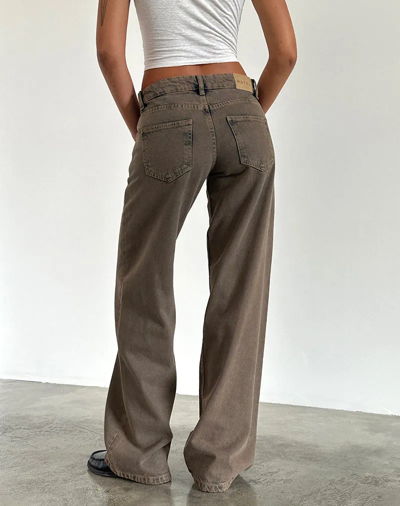 Low Rise Parallel Jeans in Dark Sand sold by Motel Rocks product image thumbnail 2