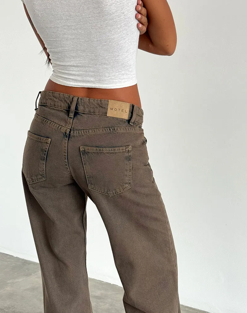 Low Rise Parallel Jeans in Dark Sand sold by Motel Rocks product image thumbnail 5
