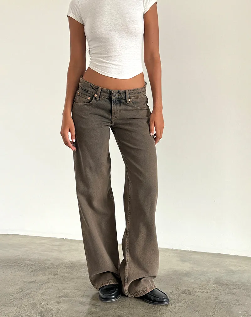 Low Rise Parallel Jeans in Dark Sand sold by Motel Rocks product image thumbnail 3