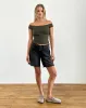 Chacha Top in Olive Rib Lace sold by Motel Rocks
