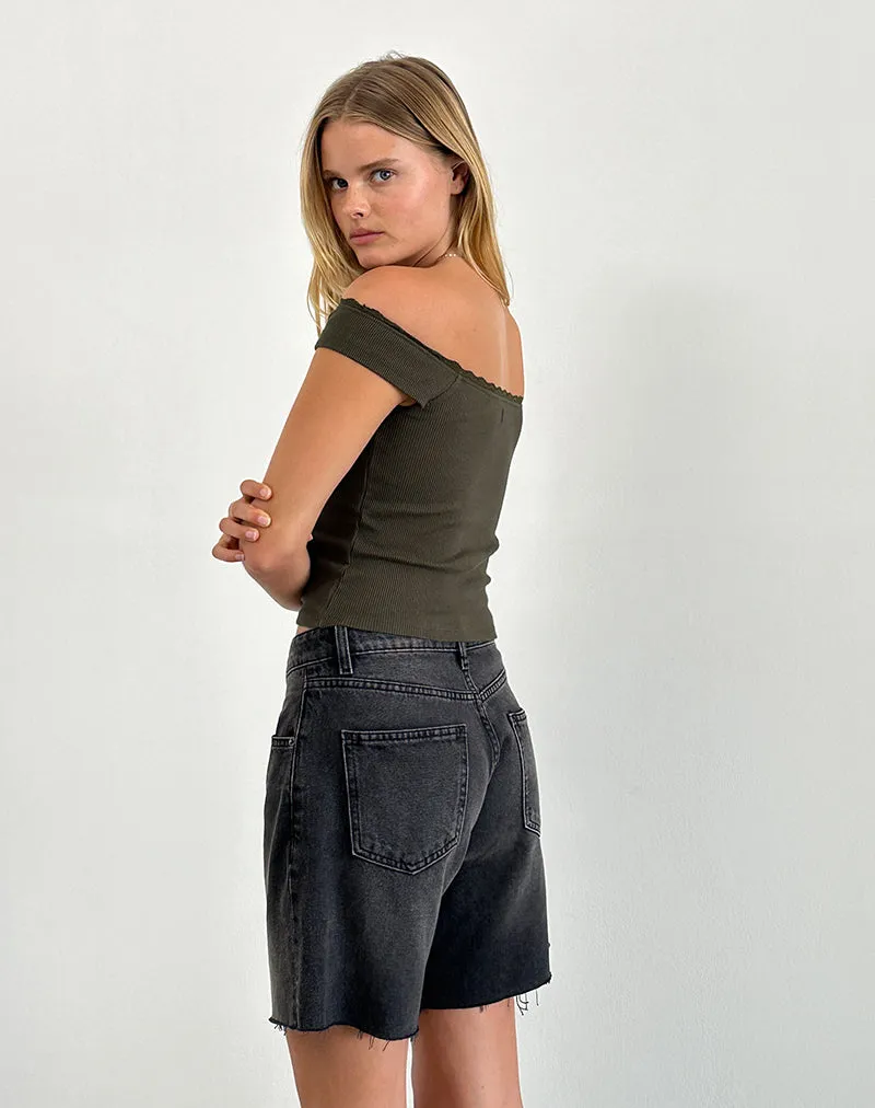 Chacha Top in Olive Rib Lace sold by Motel Rocks product image thumbnail 3