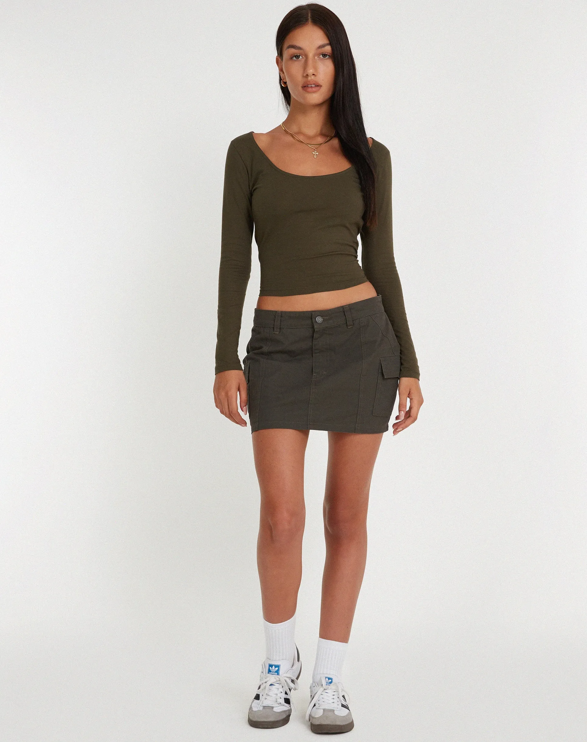 Bonlo Long Sleeve Top in Olive sold by Motel Rocks product image thumbnail 4