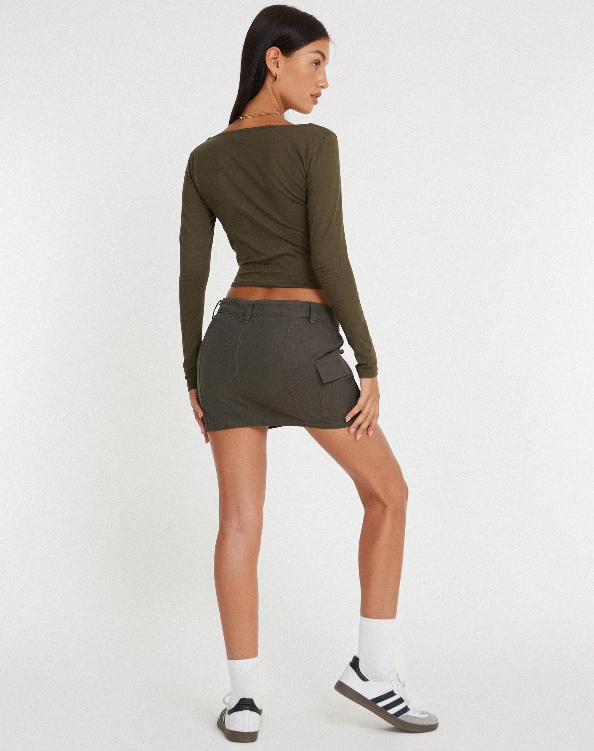 Bonlo Long Sleeve Top in Olive sold by Motel Rocks product image thumbnail 5