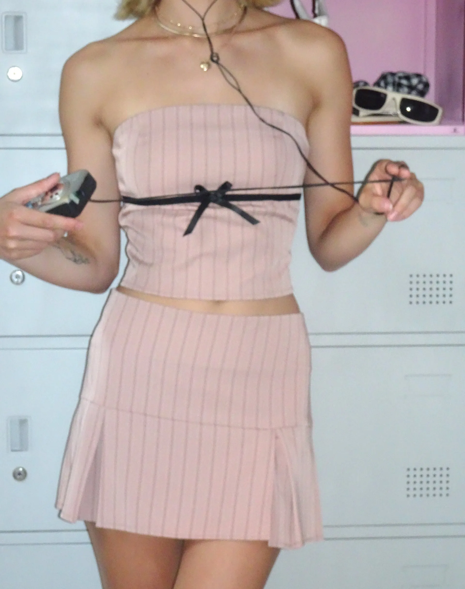 Leggy Tube Top in Tailoring Blush Pinstripe sold by Motel Rocks product image thumbnail 5