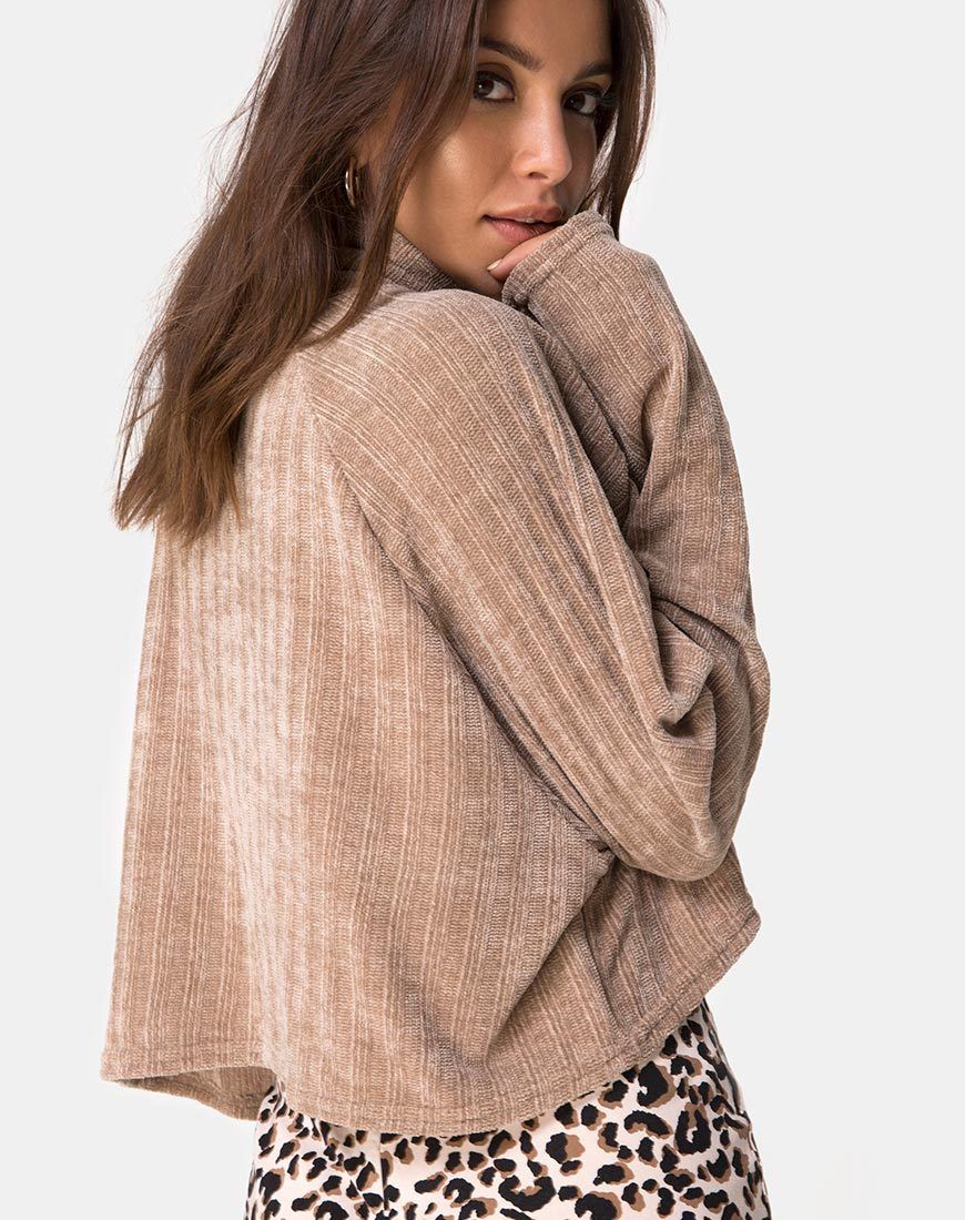 Evie Cropped Sweatshirt in Chenille Tan sold by Motel Rocks product image thumbnail 4