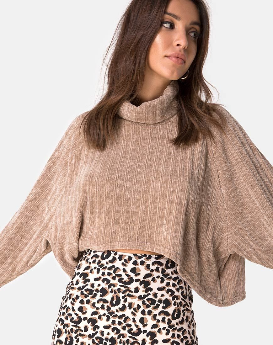 Evie Cropped Sweatshirt in Chenille Tan sold by Motel Rocks product image thumbnail 3