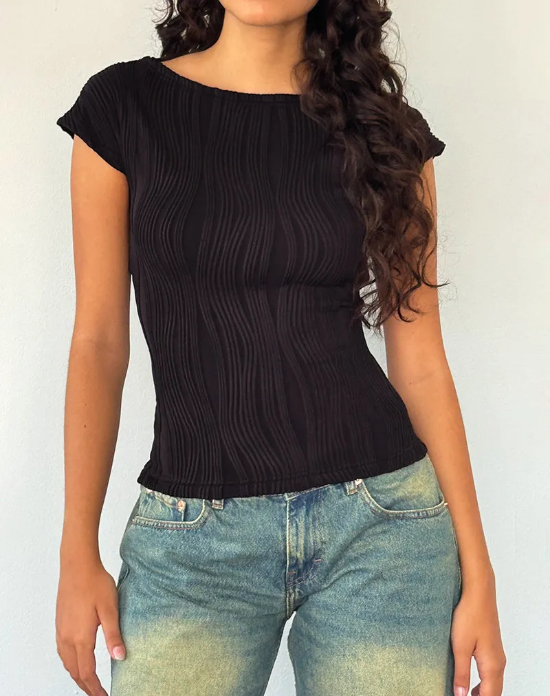 Nova Top in Crinkle Black sold by Motel Rocks