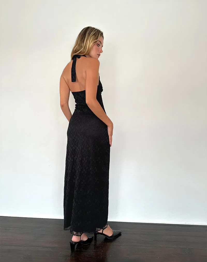Atma Halterneck Maxi Dress in Canina Lace Black sold by Motel Rocks product image thumbnail 2