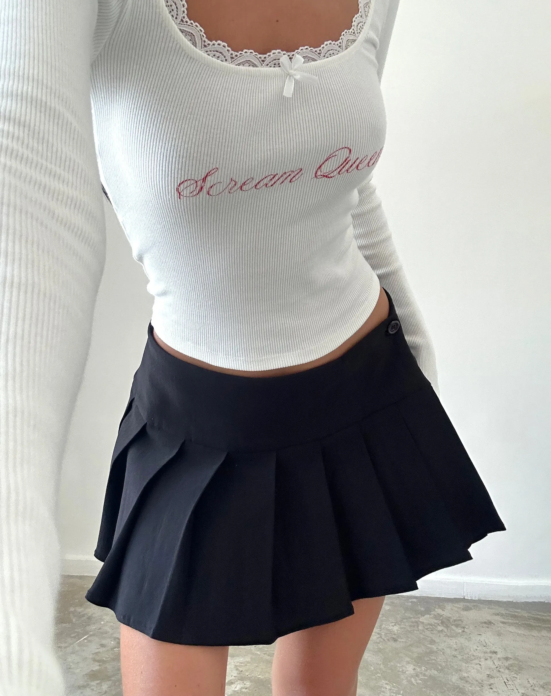 Bovita Long Sleeve Top in Off White with Scream Queen Graphic sold by Motel Rocks product image thumbnail 3