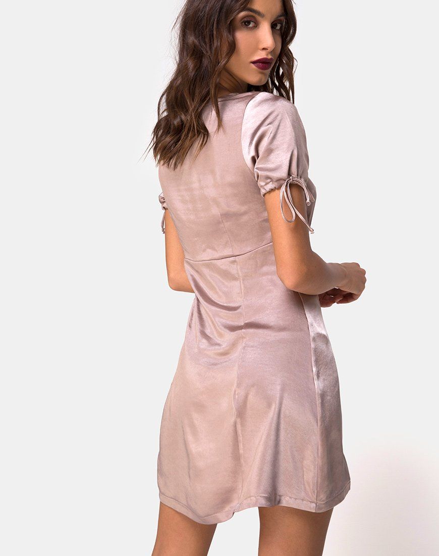 Guenette Dress in Satin Mink sold by Motel Rocks product image thumbnail 2