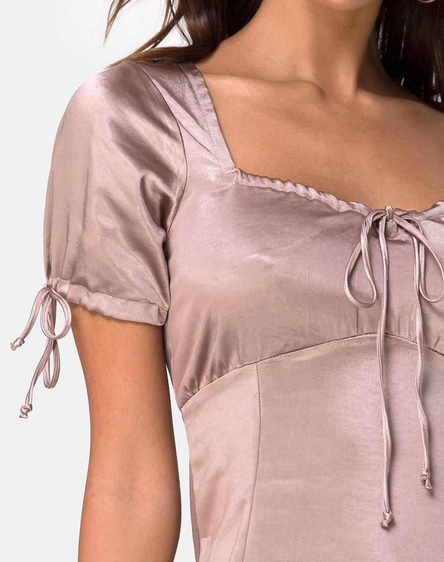 Guenette Dress in Satin Mink sold by Motel Rocks product image thumbnail 5