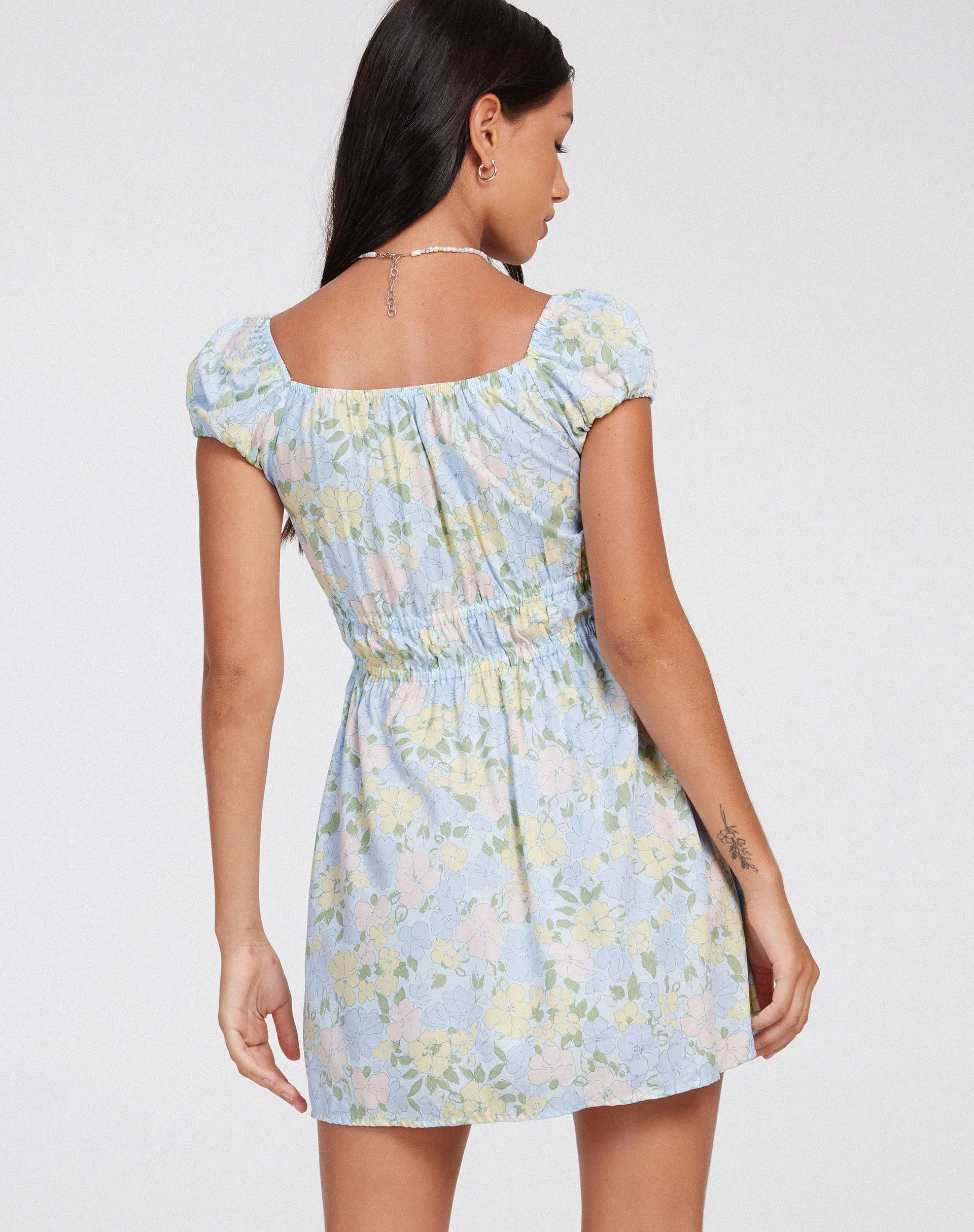 Galova Mini Dress in Washed Out Pastel Floral sold by Motel Rocks product image thumbnail 2