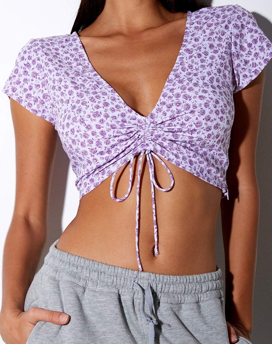 Raeto Top in Ditsy Rose Lilac sold by Motel Rocks product image thumbnail 4