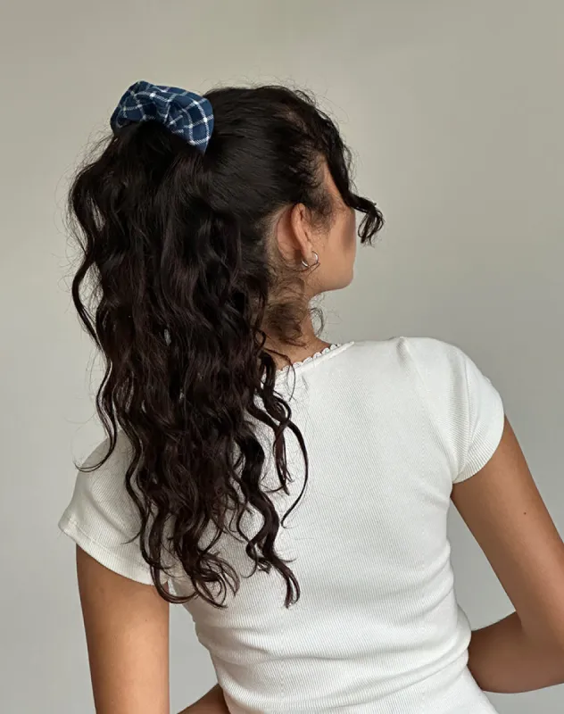 Scrunchie in Navy Tartan sold by Motel Rocks