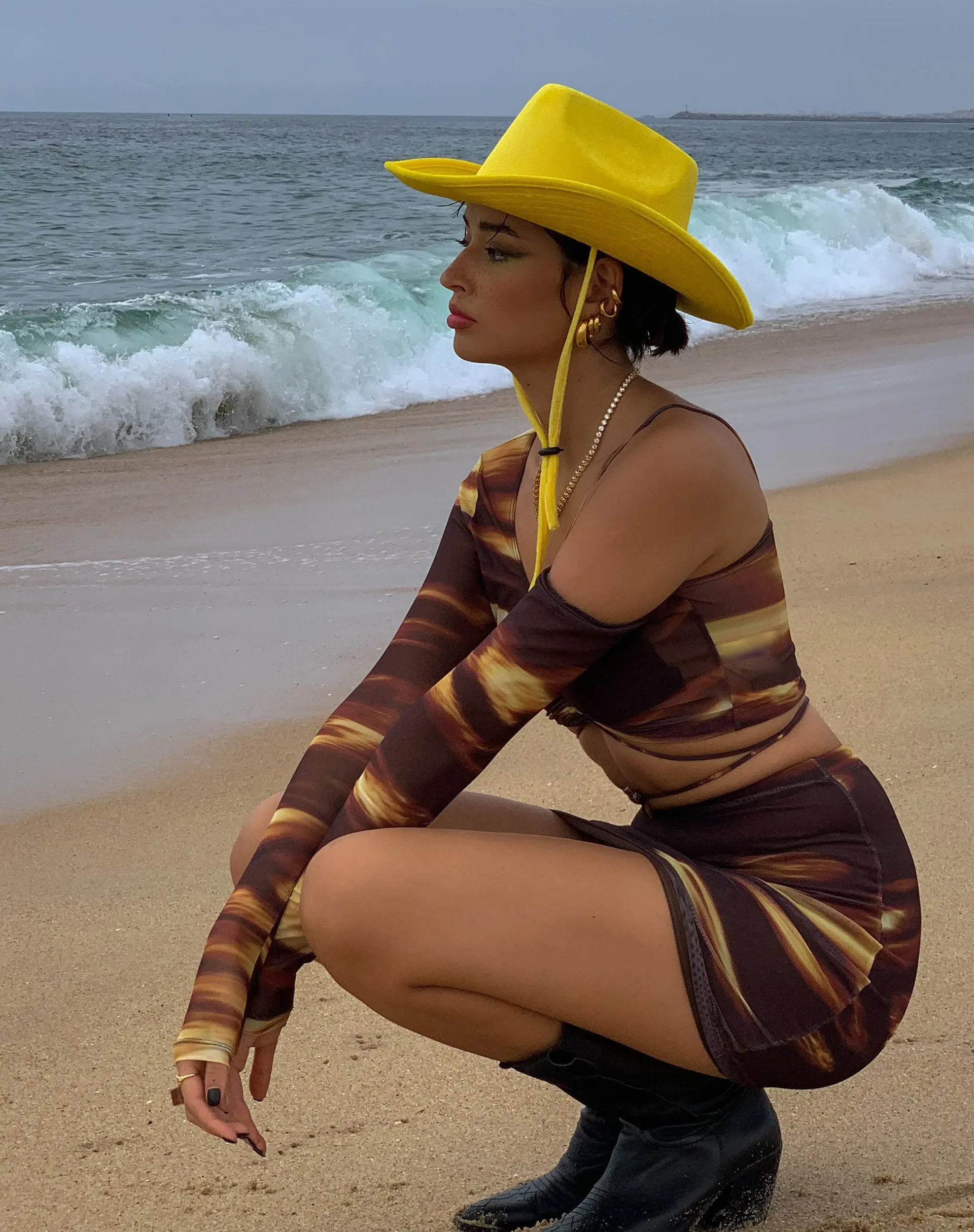 Kimmy Mini Skirt in Bleach Drip sold by Motel Rocks product image thumbnail 3