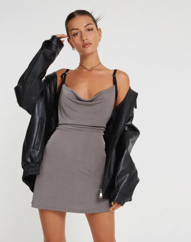 Elpima Mini Dress in Grey sold by Motel Rocks