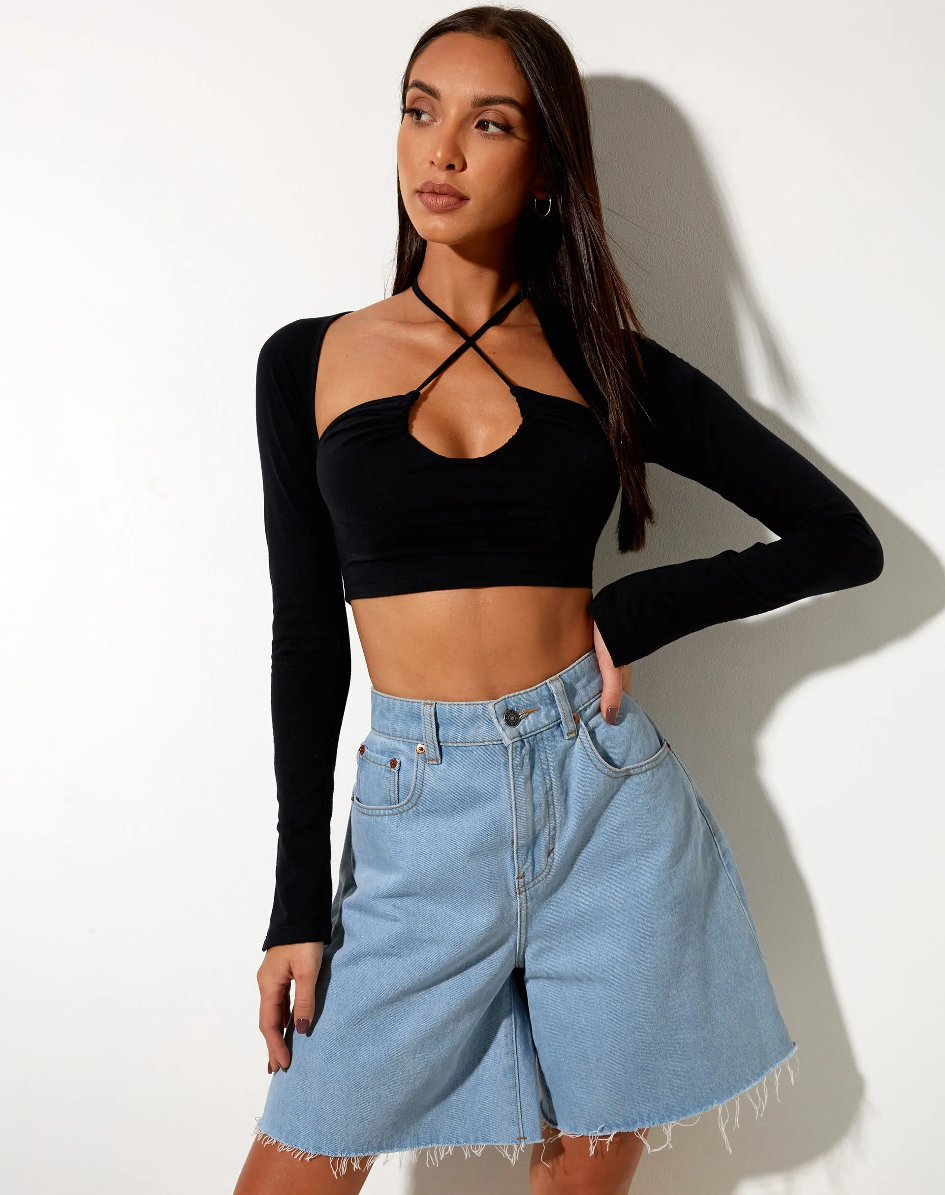 Sira Crop Top in Black sold by Motel Rocks product image thumbnail 4