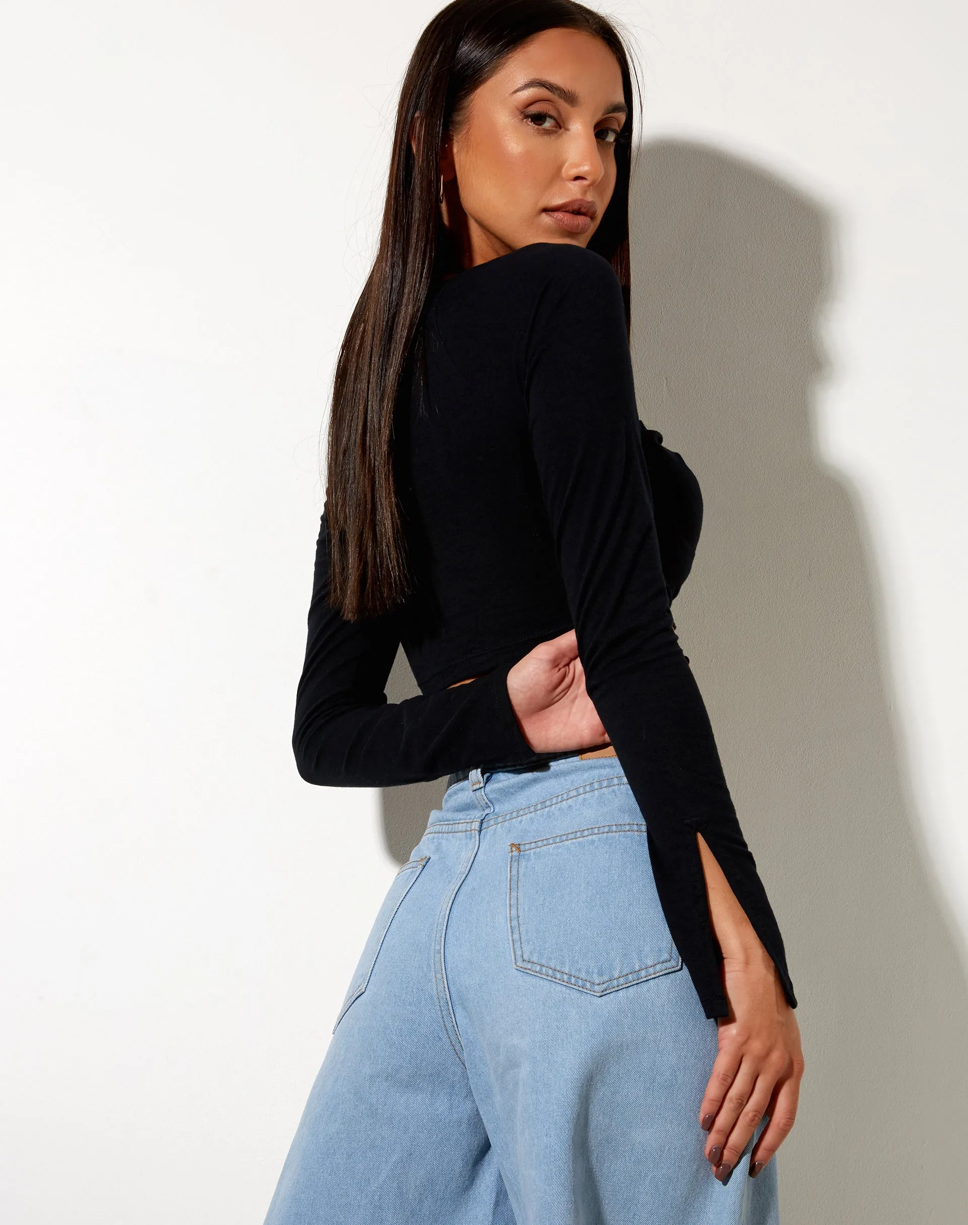 Sira Crop Top in Black sold by Motel Rocks product image thumbnail 2
