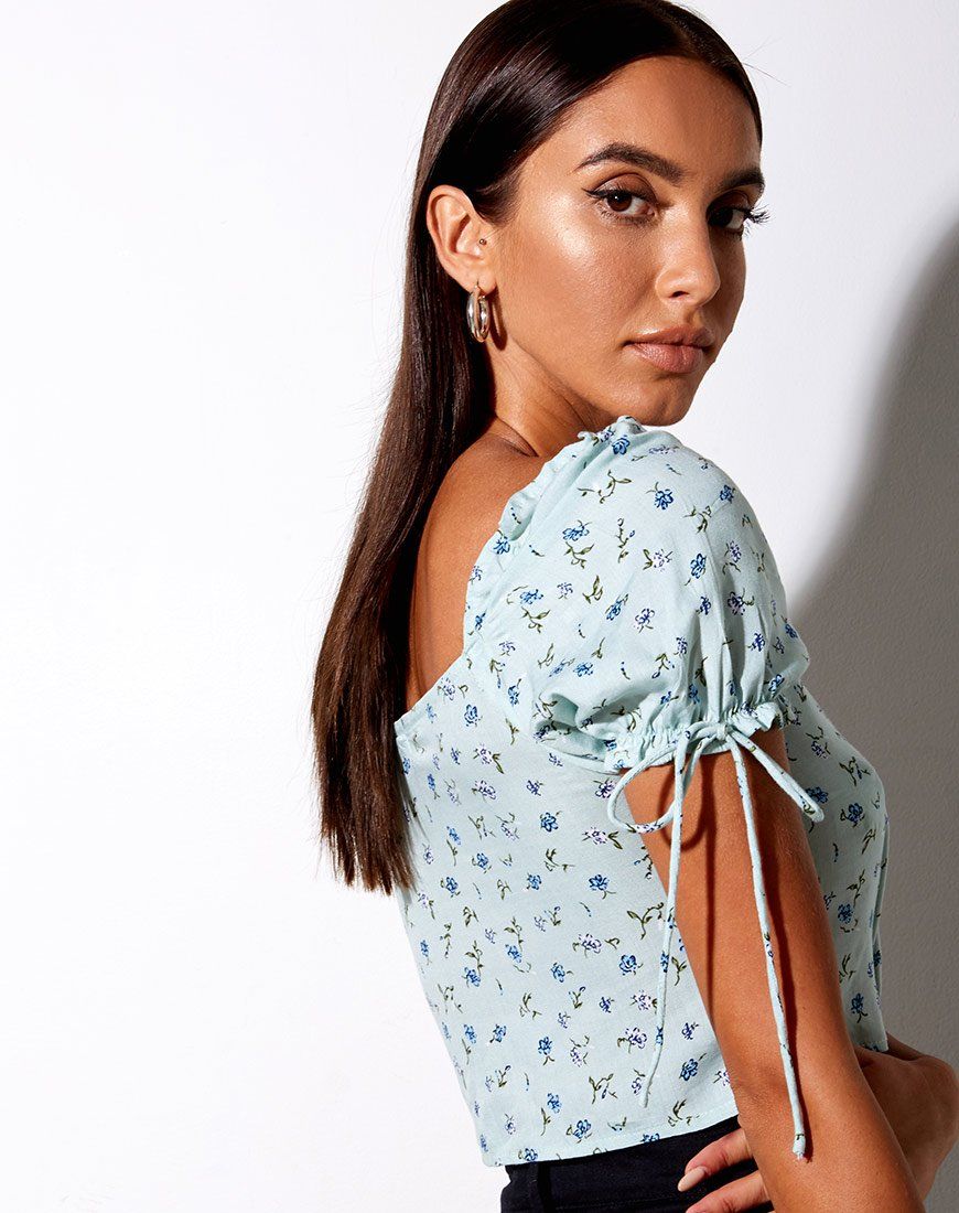 Flaba Top in Pretty Petal Green sold by Motel Rocks product image thumbnail 2