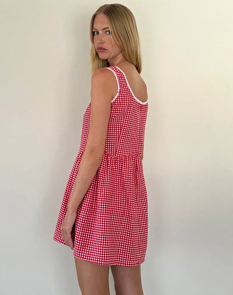 Leshi Mini Dress in Red Gingham sold by Motel Rocks product image thumbnail 2