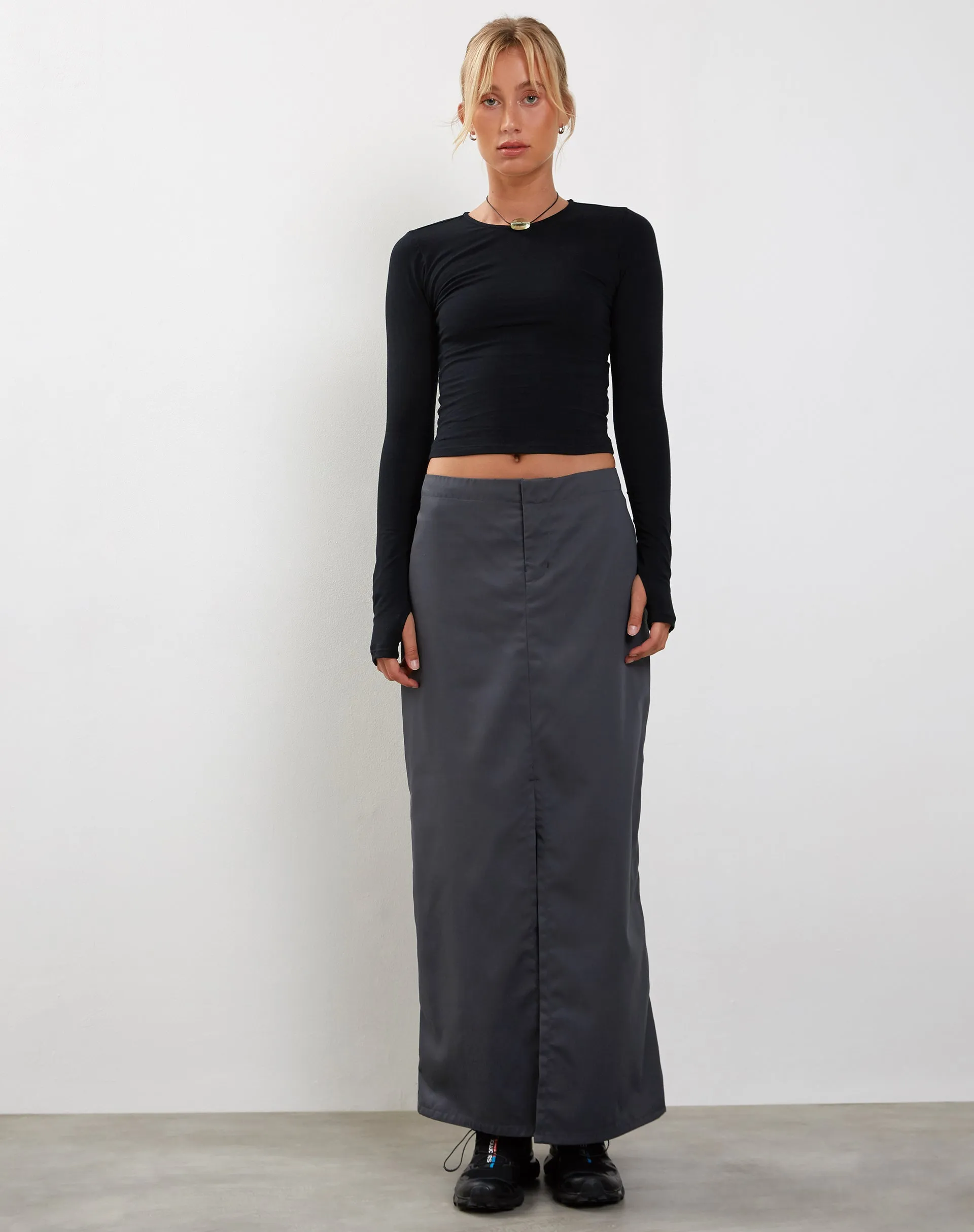 Bouse Long Sleeve Thumbhole Top in Black sold by Motel Rocks product image thumbnail 2