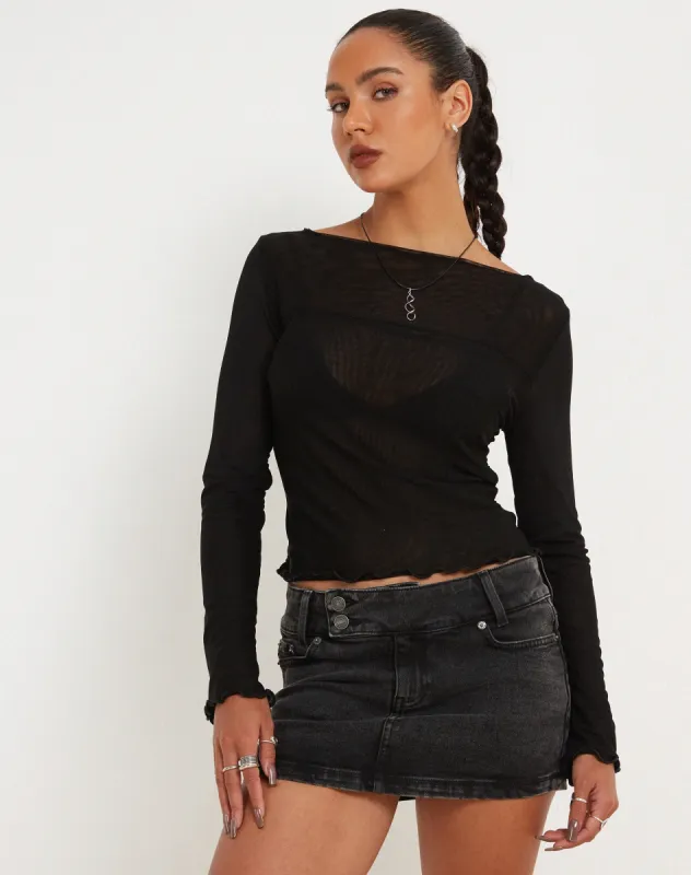 Armina Long Sleeve Top in Black sold by Motel Rocks