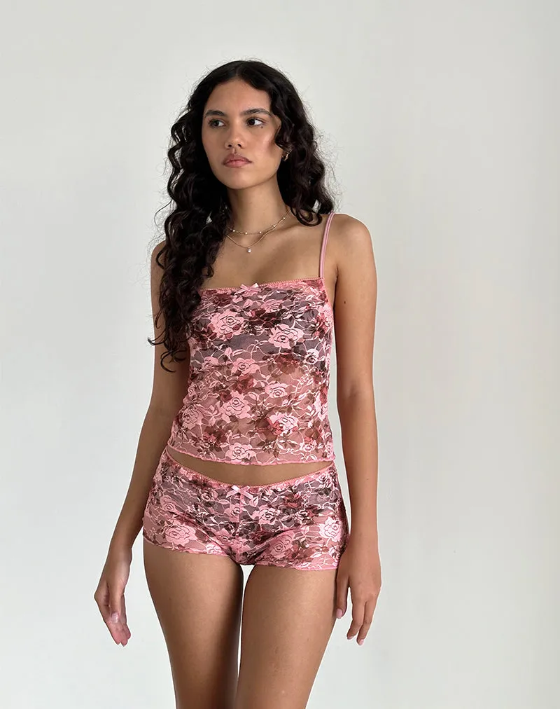 Magita Top in Pink Lace Floral Bloom sold by Motel Rocks product image thumbnail 4