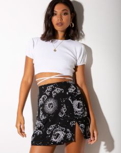 Sheny Mini Skirt in Night Sky Black sold by Motel Rocks