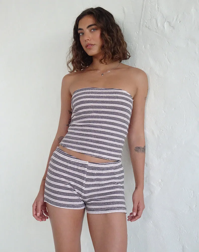 Eunia Micro Shorts in Mauve, Dark Grey and Ivory Stripe sold by Motel Rocks product image thumbnail 5