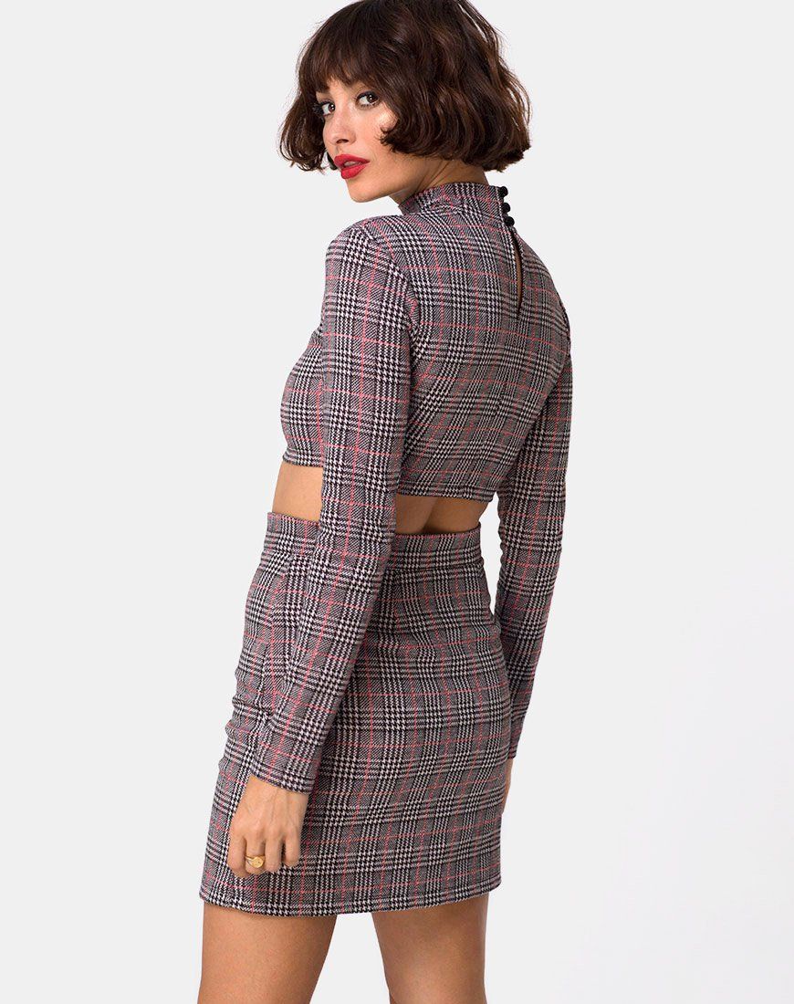 Bronti Mini Skirt in Charles Check Blush sold by Motel Rocks product image thumbnail 2