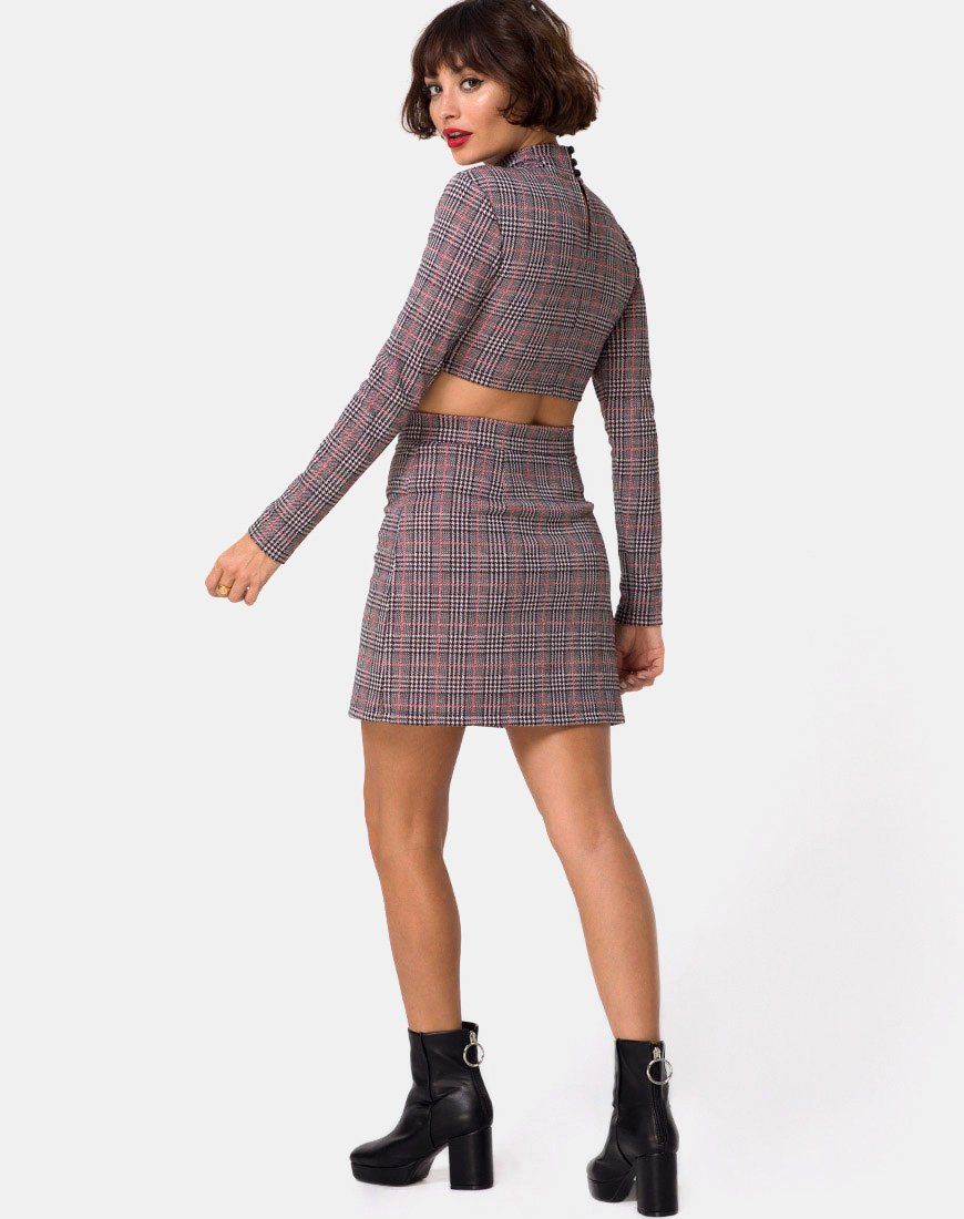 Bronti Mini Skirt in Charles Check Blush sold by Motel Rocks product image thumbnail 4