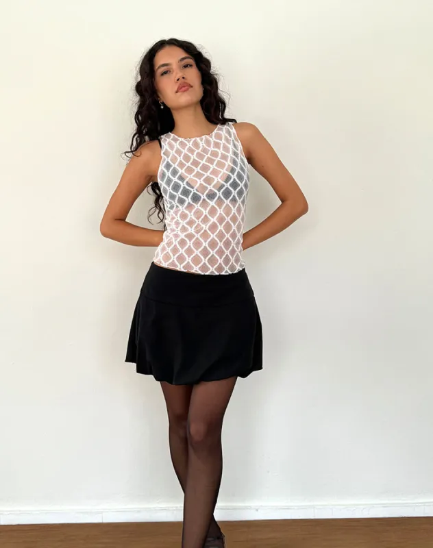 Maloe Lace Patterned Tank Top in White sold by Motel Rocks