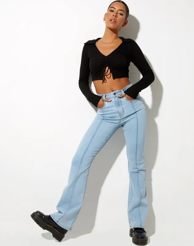 Seam Flare Jeans in Light Wash sold by Motel Rocks