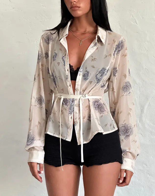 Christabel Shirt in Wild Rose Blue sold by Motel Rocks