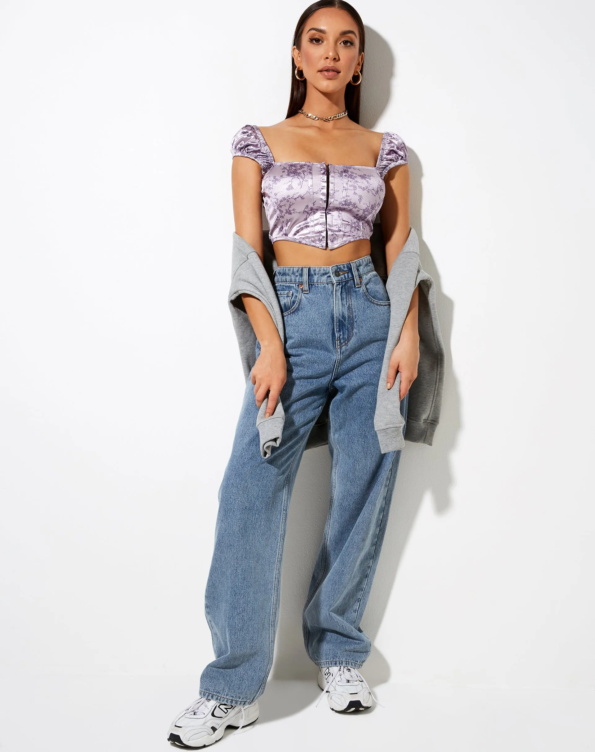 Silicia Corset Top in Sakura Blossom Lilac sold by Motel Rocks product image thumbnail 3
