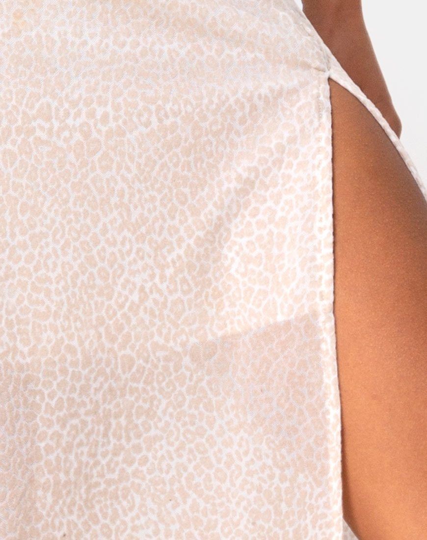 Saika Midi Skirt in Flock Ditsy Leopard Taupe sold by Motel Rocks product image thumbnail 5