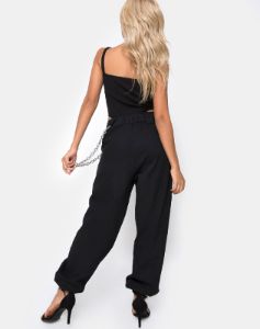Lidom Bodice in Black with Silver Hook sold by Motel Rocks