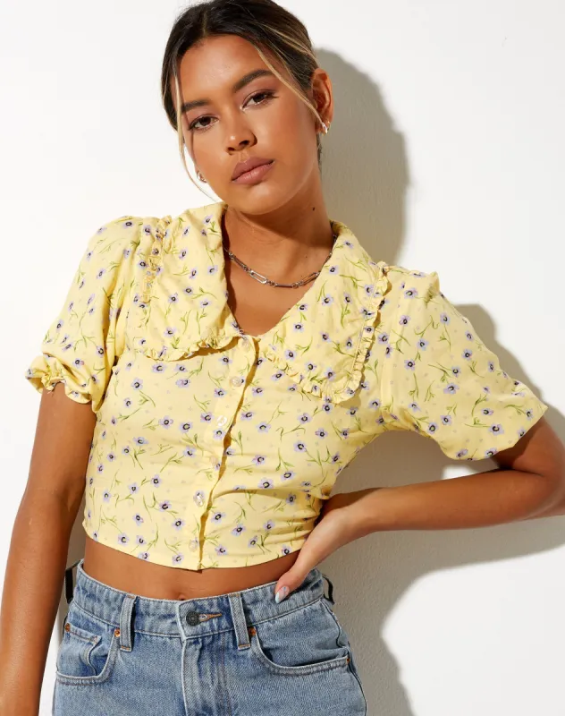 Tucci Top in Wild Flower Lemon Drop sold by Motel Rocks