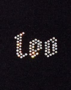 Tiney Crop Tee in Black 'Leo' Diamante sold by Motel Rocks